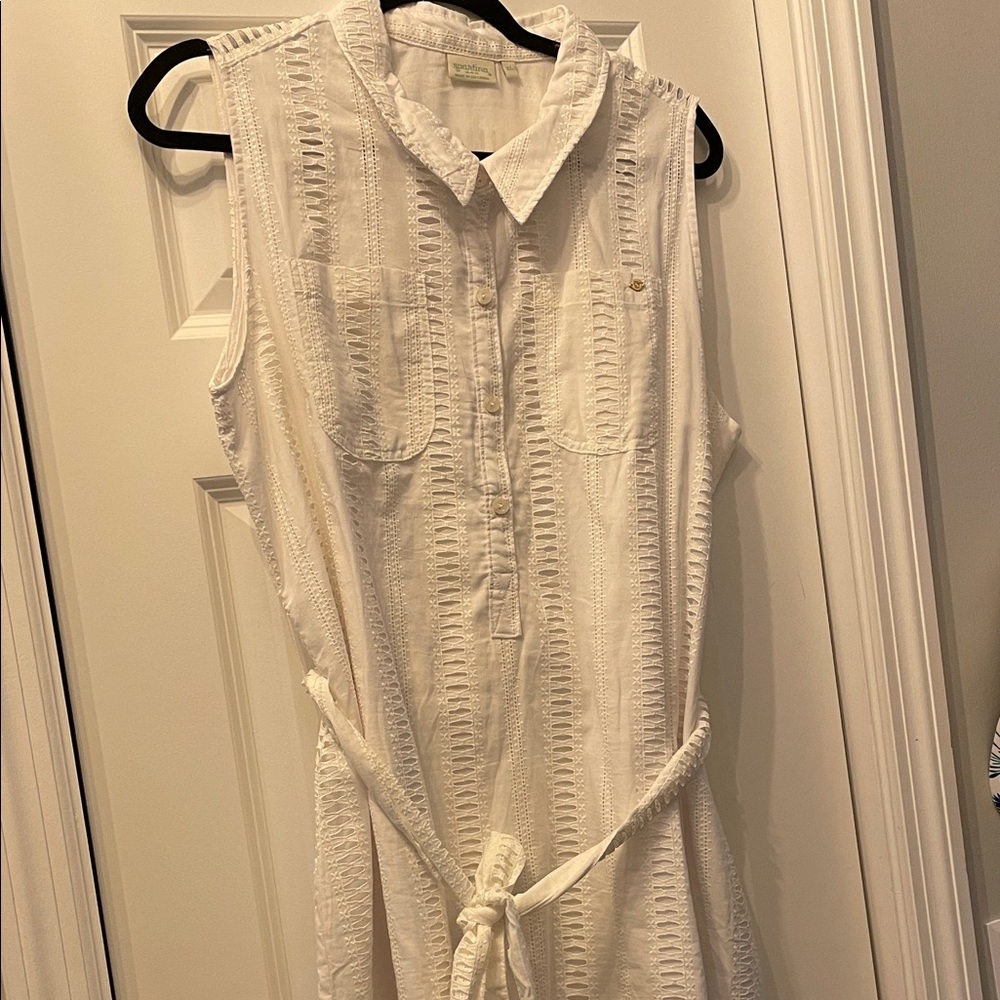 Spartina Elegant White. Eyelet Sleeveless Dress